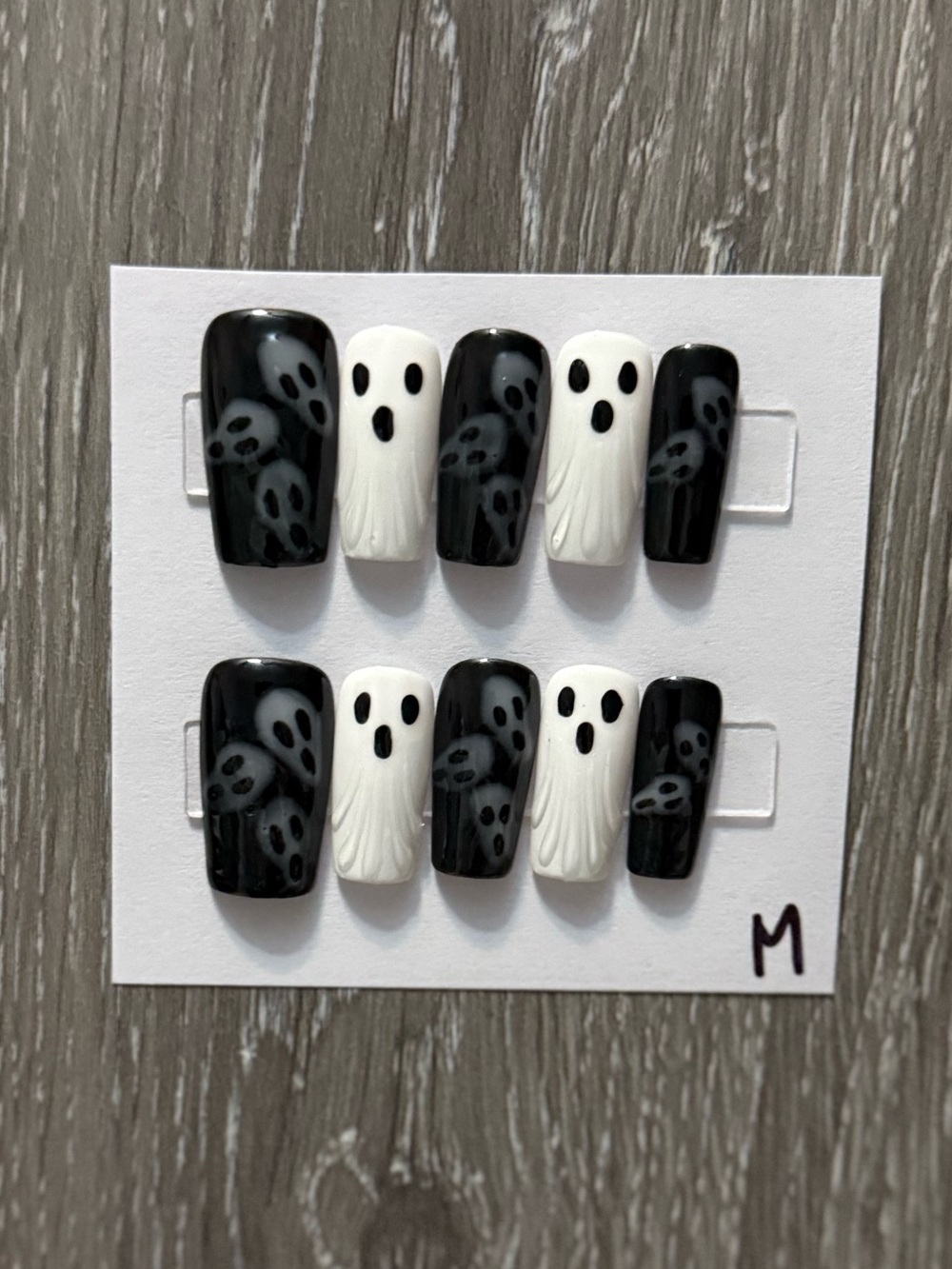 Black & White Ghost Accent Press-On Nail Set